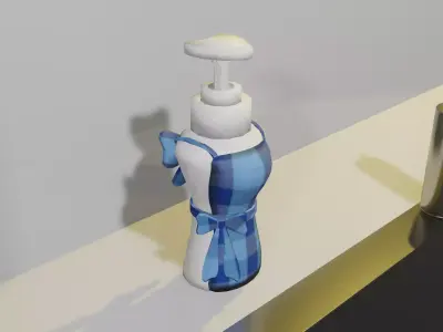 Feminine Soap dispenser With Apron Ornament  Low-poly 3D model