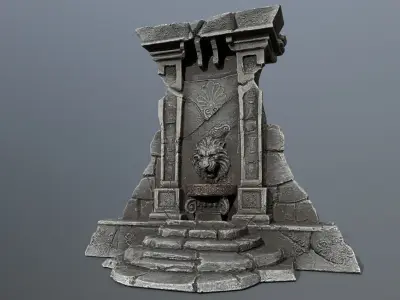 Lion fountain Low-poly 3D model