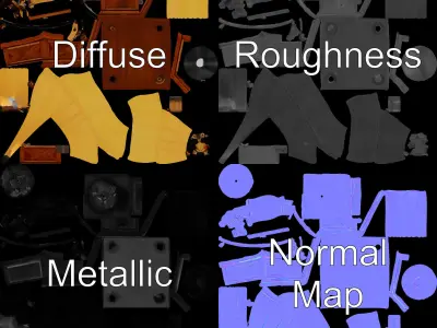 Antique Gramophone Model Pack with Detailed Textures Low-poly 3D model