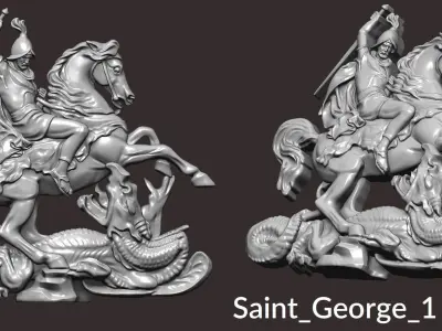 Saint George and the Dragon 3D print model