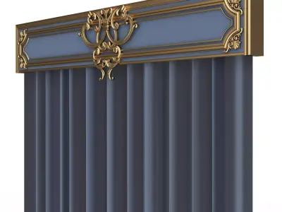 Cornice Classic Curtain 08 Low-poly 3D model