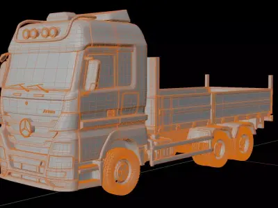 Mercedes Benz Actros Flatbed Truck 3D model