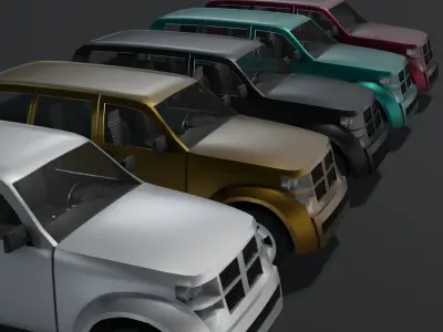 Generic Off-Road Car With Interior Lowpoly 3D Model Low-poly 3D model