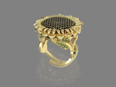  ring 3D print model sunflower 3D print model