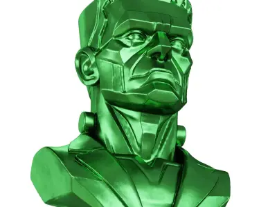 Metal bust of Frankenstein 3D model