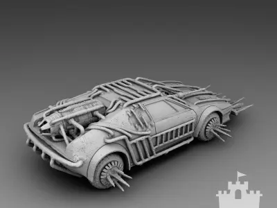 Sports car with spikes 3D print model