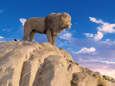 Lion 3D model created in Houdini 3D model