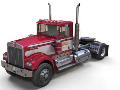 Kenworth W900A singe axle Low-poly 3D model