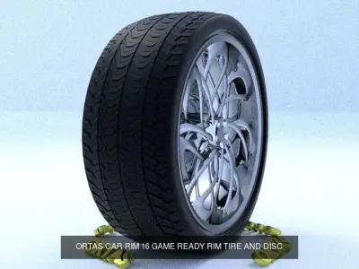 ORTAS CAR RIM 15 AND 16 GAME READY RIM TIRE AND DISC 3D Model Pack