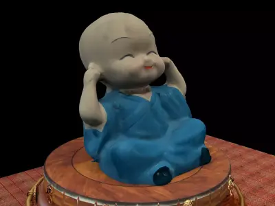 Chinese with display stand  with blue monk kid 3D model