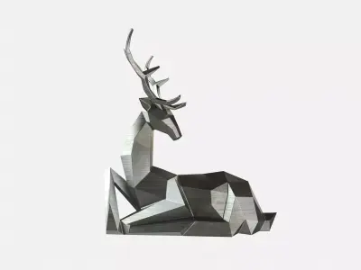 Reindeer 3D print model metal deer sculpture 3D print model