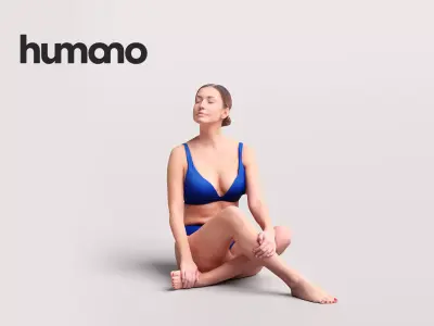  Humano Beautiful Woman in swimsuit sitting pool-2511-032-7358 3D model