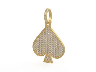 Model 1130 Playing Cards Spades Iced Out Pendant Large 40mm 3D print model
