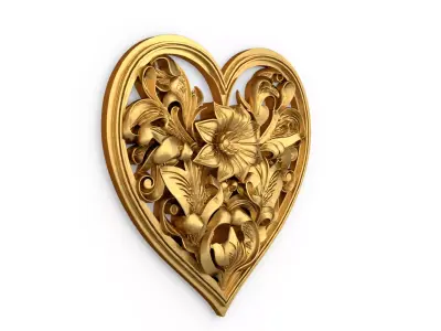 Heart decorative ornament onlay cnc 3d printing stl 04  3D print model