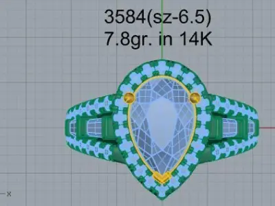 Pear Halo Ring 3584 3D print model