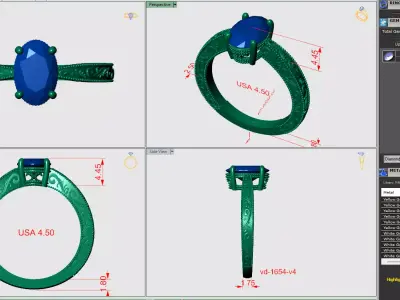 One Carat Oval Retro Style Ring 3dm 3D print model