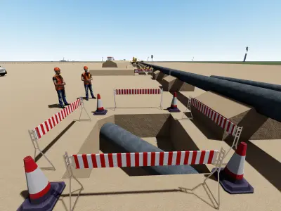pipe construction simulator Low-poly 3D model