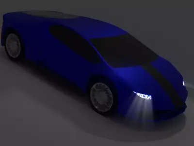 blue car low poly Low-poly 3D model
