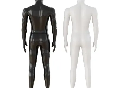 White and black male mannequins 55 3D model