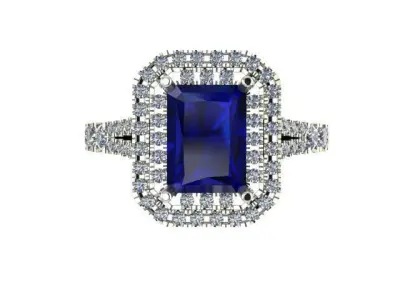 Brilliant Blue Sapphire  Engagement Ring   3D print model