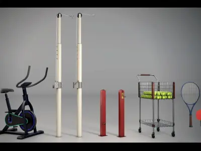 6 Sport Assets Props Package Low-poly 3D model
