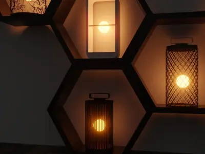 Lanterns  Low-poly 3D model