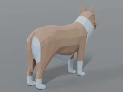 Low Poly Cartoon Rough Collie Dog Low-poly 3D model