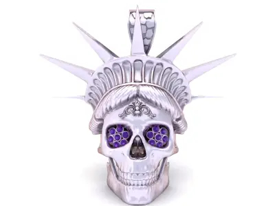Golden Liberty Skull Pendant 3D print model