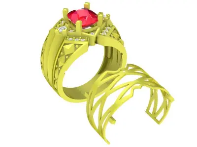 luxury korean diamond men ring 4142 3D print model
