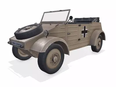 Type 82 Kubelwagen WWII German Military Car Low-poy PBR Low-poly 3D model