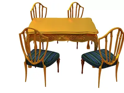 classical Dining set Low-poly 3D model