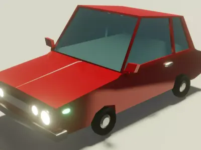 3D Low-Poly Red Car Low-poly 3D model