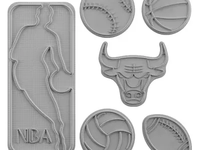 NBA Chicago Bulls Volleyball Basketball  Football Neon Signs 3D model