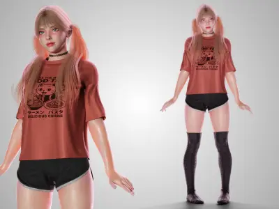 Gamer Girl - GameReady Low-poly 3D model