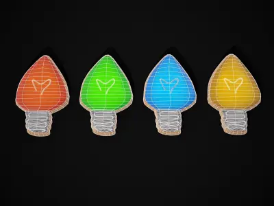 Colored Light Bulb Christmas Cookies  Low-poly 3D model