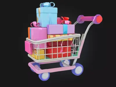 Gift Cart  Festive Wagon of Celebration and Cheer 3D model