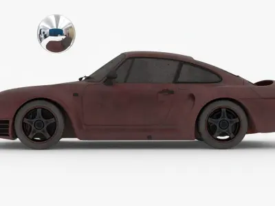 4K Textures Abandoned Rusty 1987 Sport Car Low-poly 3D model