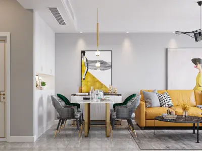 Modern light luxury living room model 3D model