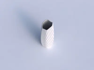 Vase arc hexagon with extruded vertical lines 2 3D print model