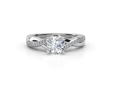 aj-030 diamond engagement ring gold 3D print model
