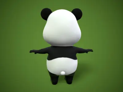 cartoon panda bear Low-poly 3D model