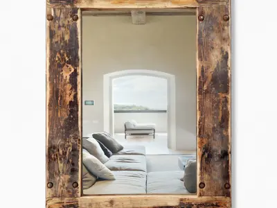 Reclaimed Industrial Dolly Wood Mirror 3D model