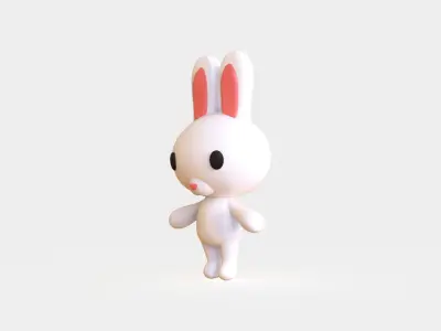 Little Bunny Animated Cute 3D Models For Games And Animations Low-poly 3D model