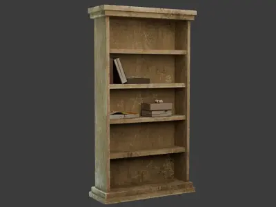 Old Wooden Bookshelf - Stylized Game Prop Low-poly 3D model