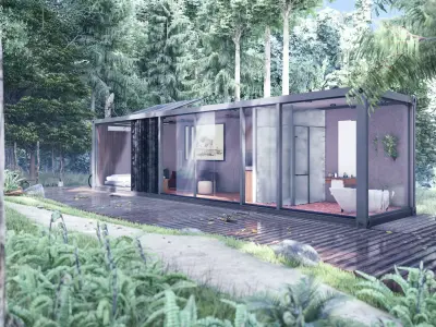 40ft container box cabin 3D model