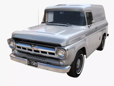 50s American panelvan truck  Low-poly 3D model