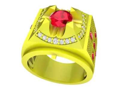 A4790 Korean Diamond Men Ring 3D Model 3D print model