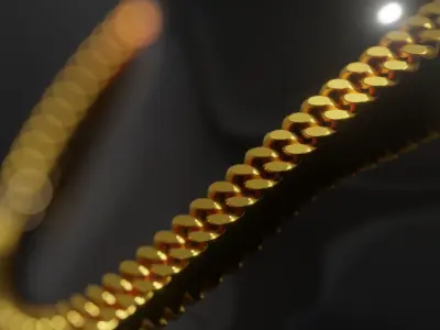 Cuban link chain silver and gold Low-poly 3D model