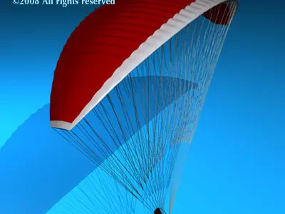 Paraglider paragliding with parachute 3D model
