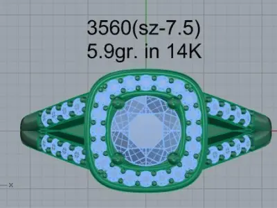 Square Halo Split Shank Ring 3560 3D print model